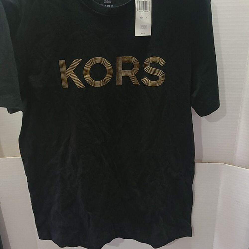 Michael Kors Men's Logo T-Shirt Black Gold Graphic Tee Size Small NWT MSRP $59.5